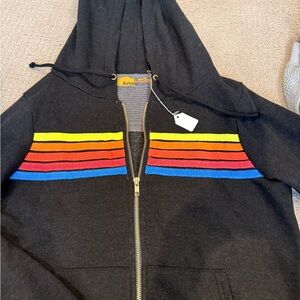 Aviator Nation Black 5 Stripe with Neon Stripes NWT